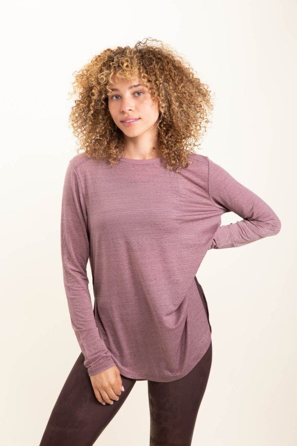 Ribbed Mesh Long Sleeve Flow Top