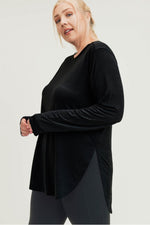 Load image into Gallery viewer, CURVY Ribbed Mesh Long Sleeve Top
