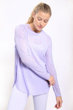 Load image into Gallery viewer, Ribbed Mesh Long Sleeve Flow Top
