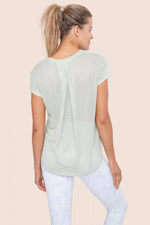 Load image into Gallery viewer, Sheer Striped Mesh Paneled Back Tee
