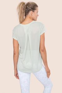 Sheer Striped Mesh Paneled Back Tee