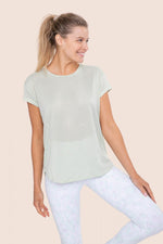 Load image into Gallery viewer, Sheer Striped Mesh Paneled Back Tee
