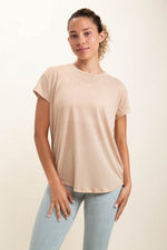 Load image into Gallery viewer, Sheer Striped Mesh Paneled Back Tee
