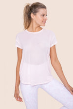 Load image into Gallery viewer, Sheer Striped Mesh Paneled Back Tee
