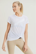 Load image into Gallery viewer, Sheer Striped Mesh Paneled Back Tee
