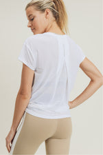 Load image into Gallery viewer, Sheer Striped Mesh Paneled Back Tee
