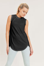 Load image into Gallery viewer, Striped Trellis Mesh Raglan Muscle Top
