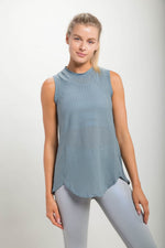 Load image into Gallery viewer, Striped Trellis Mesh Raglan Muscle Top
