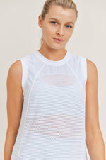 Load image into Gallery viewer, Striped Trellis Mesh Raglan Muscle Top
