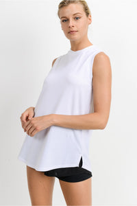 Notched Sleeveless Flowy Tank Top